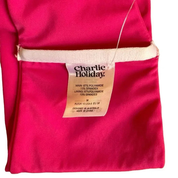 Charlie Holiday Barbie Pink Bandeau Swim Bikini Top 6 NWOT Morgan Barbiecore - Picture 7 of 7